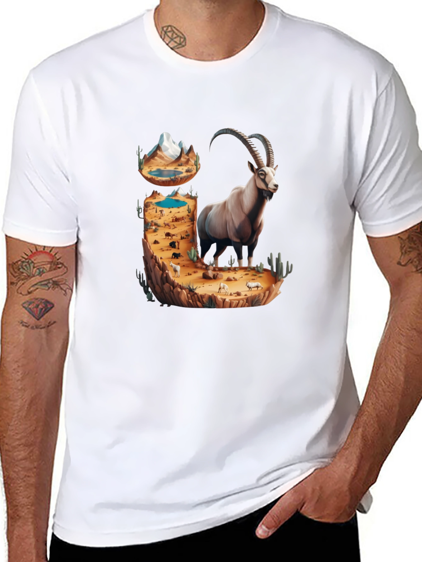 Desert Ibex Graphic Tee - Nature Inspired Design
