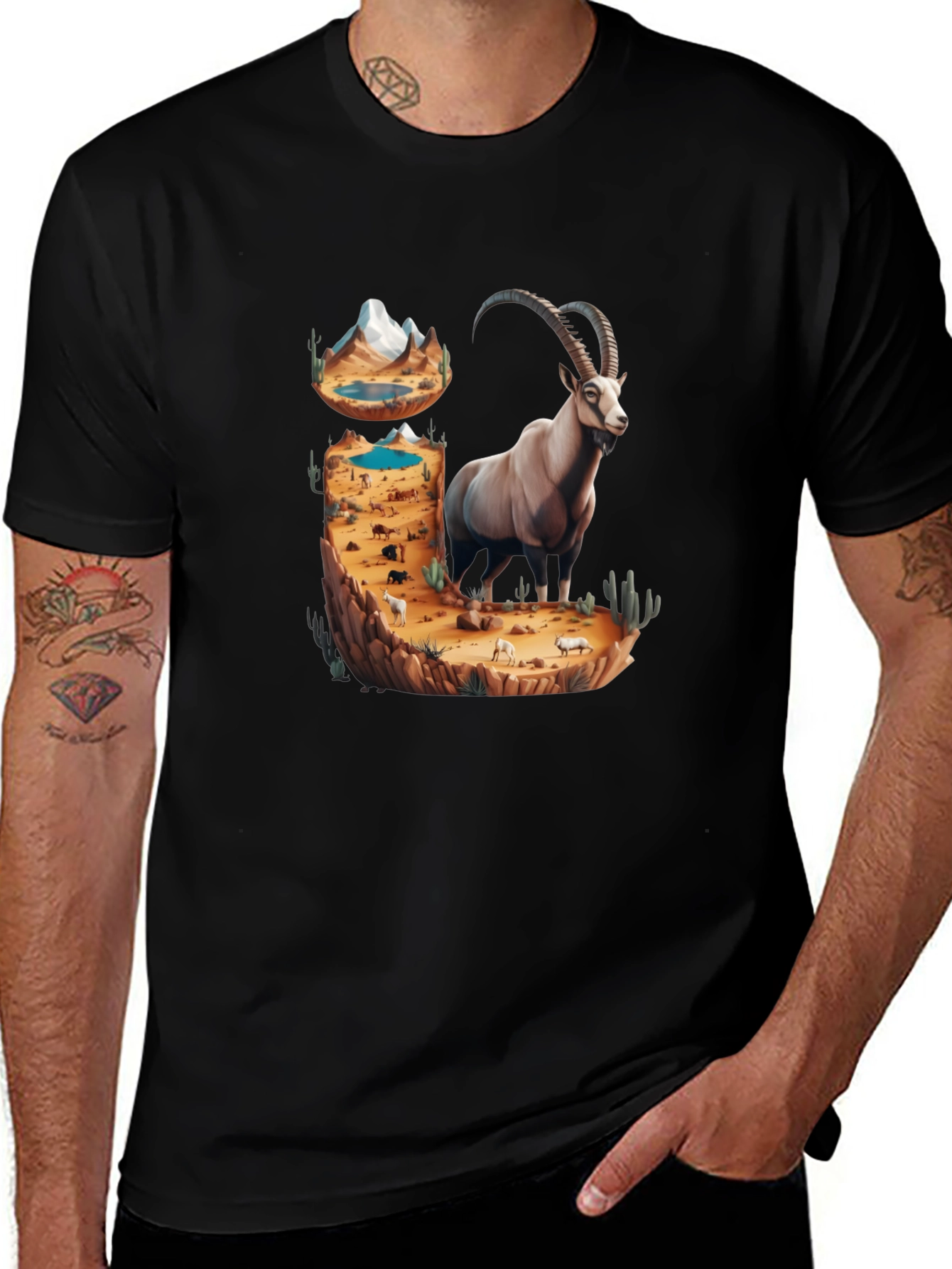 Desert Ibex Graphic Tee - Nature Inspired Design