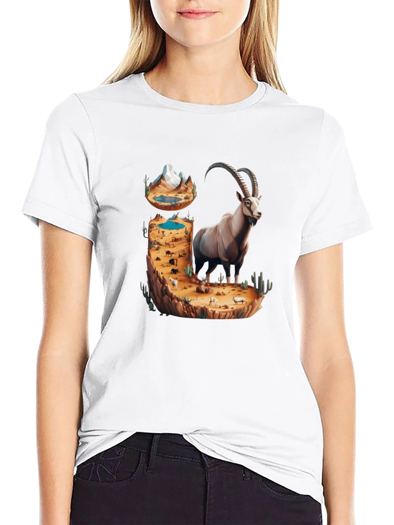 Desert Ibex Graphic Tee - Nature Inspired Design