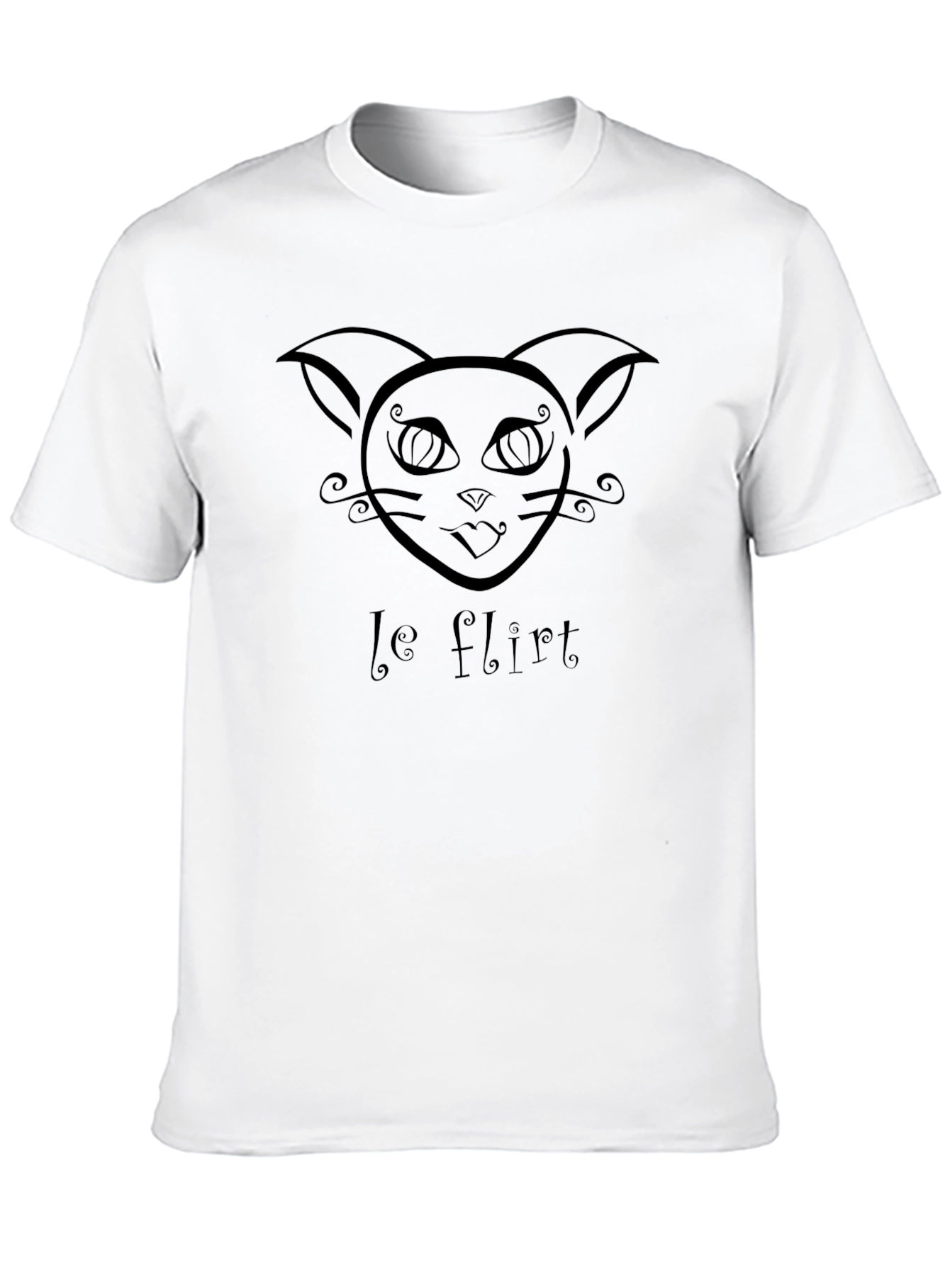 Le Flirt Cat Graphic Tee - Black Cotton T-Shirt