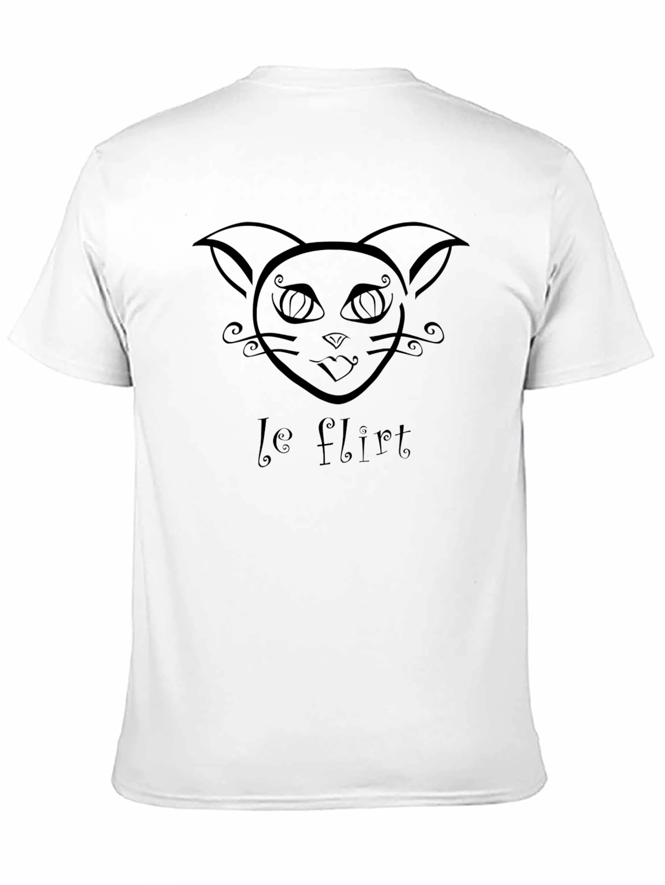 Le Flirt Cat Graphic Tee - Black Cotton T-Shirt