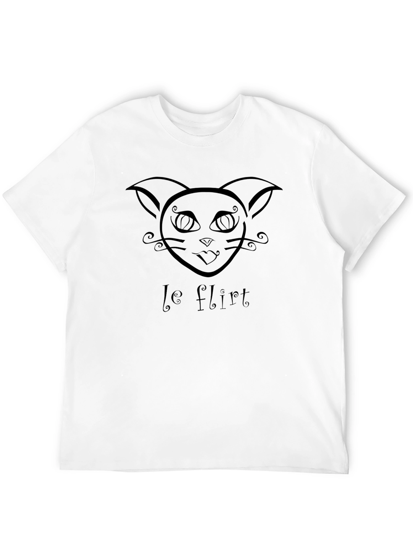 Le Flirt Cat Graphic Tee - Black Cotton T-Shirt