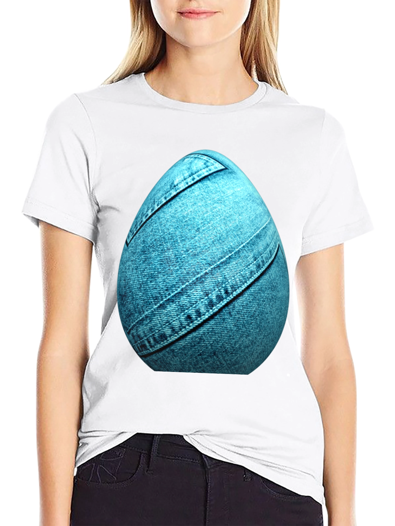 Denim Egg Graphic Tee - Unique Easter Style