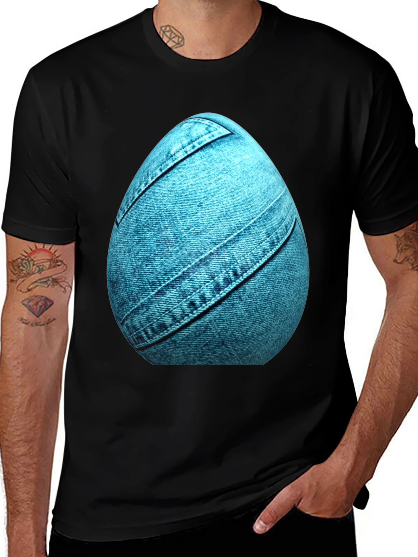 Denim Egg Graphic Tee - Unique Easter Style