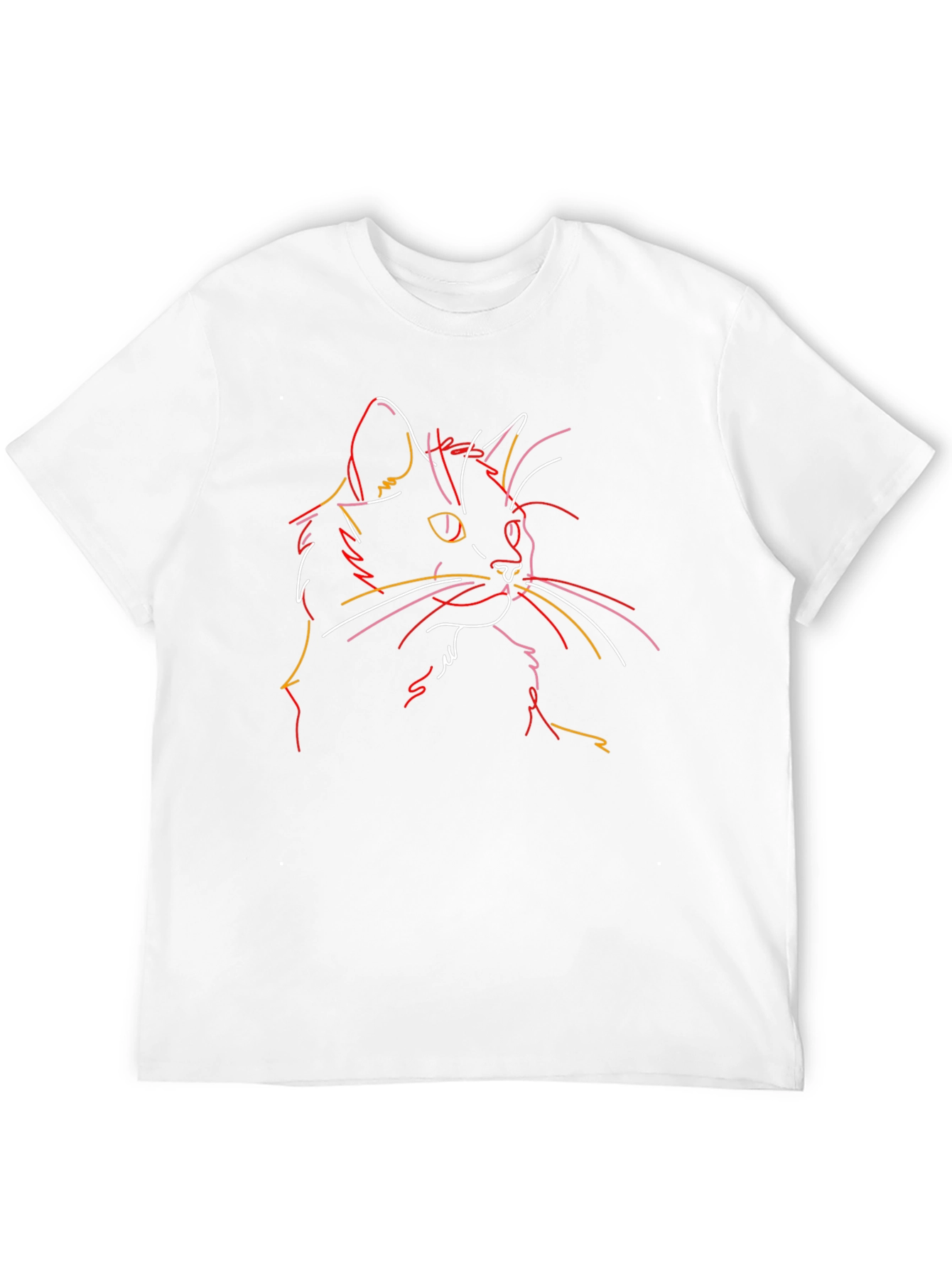 Cat Line Art T-Shirt - Unique Graphic Tee