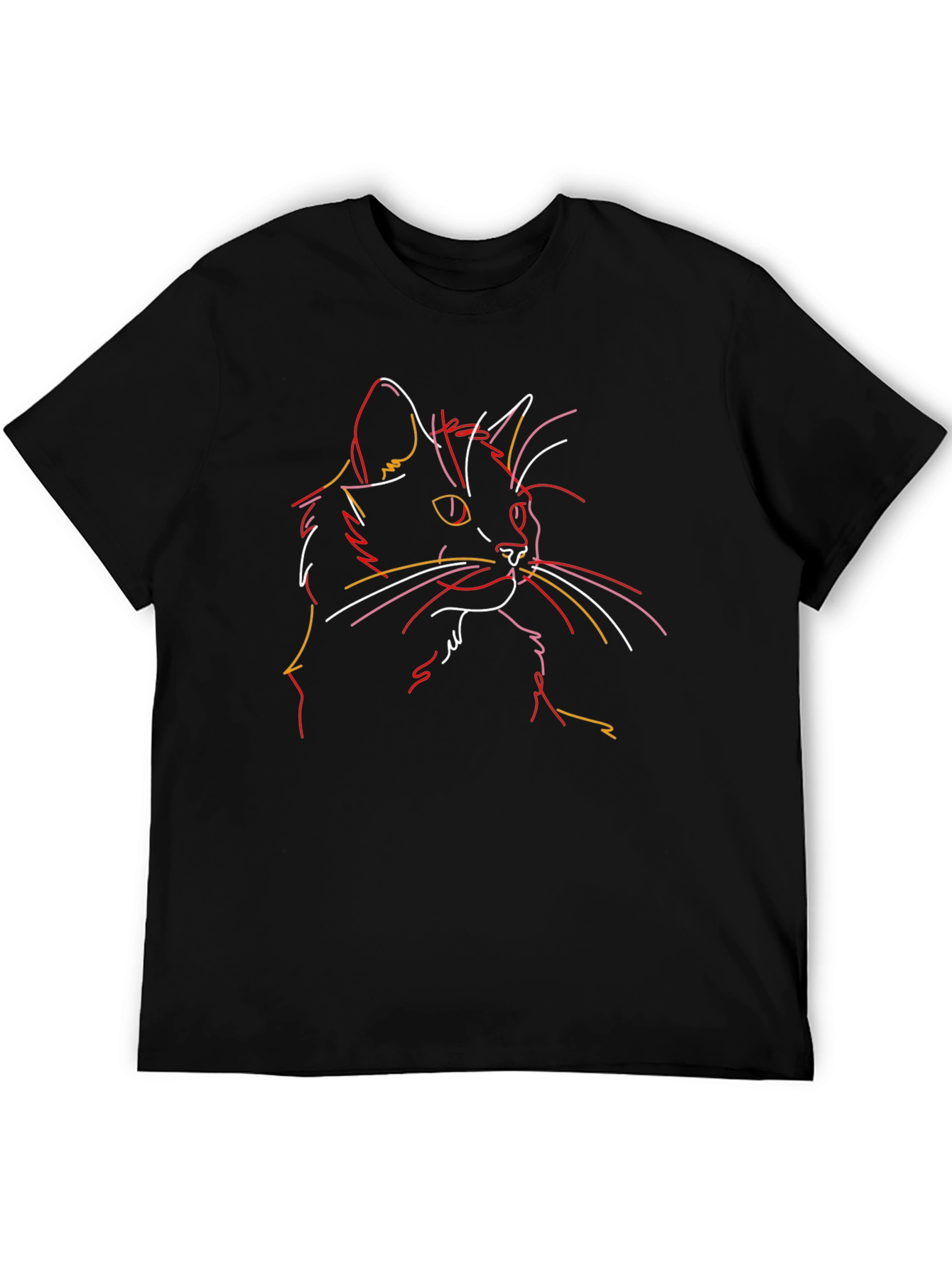 Cat Line Art T-Shirt - Unique Graphic Tee