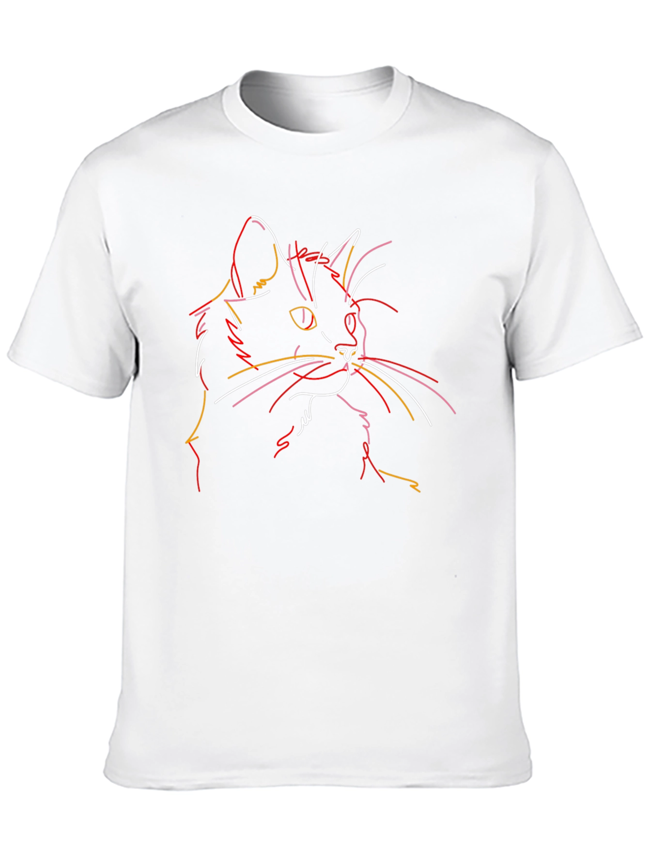 Cat Line Art T-Shirt - Unique Graphic Tee