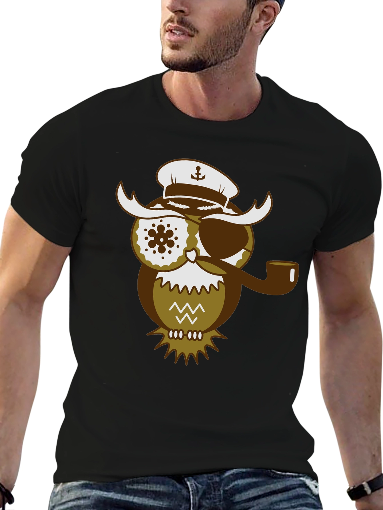 Pirate Owl Graphic T-Shirt - Unique Design Tee