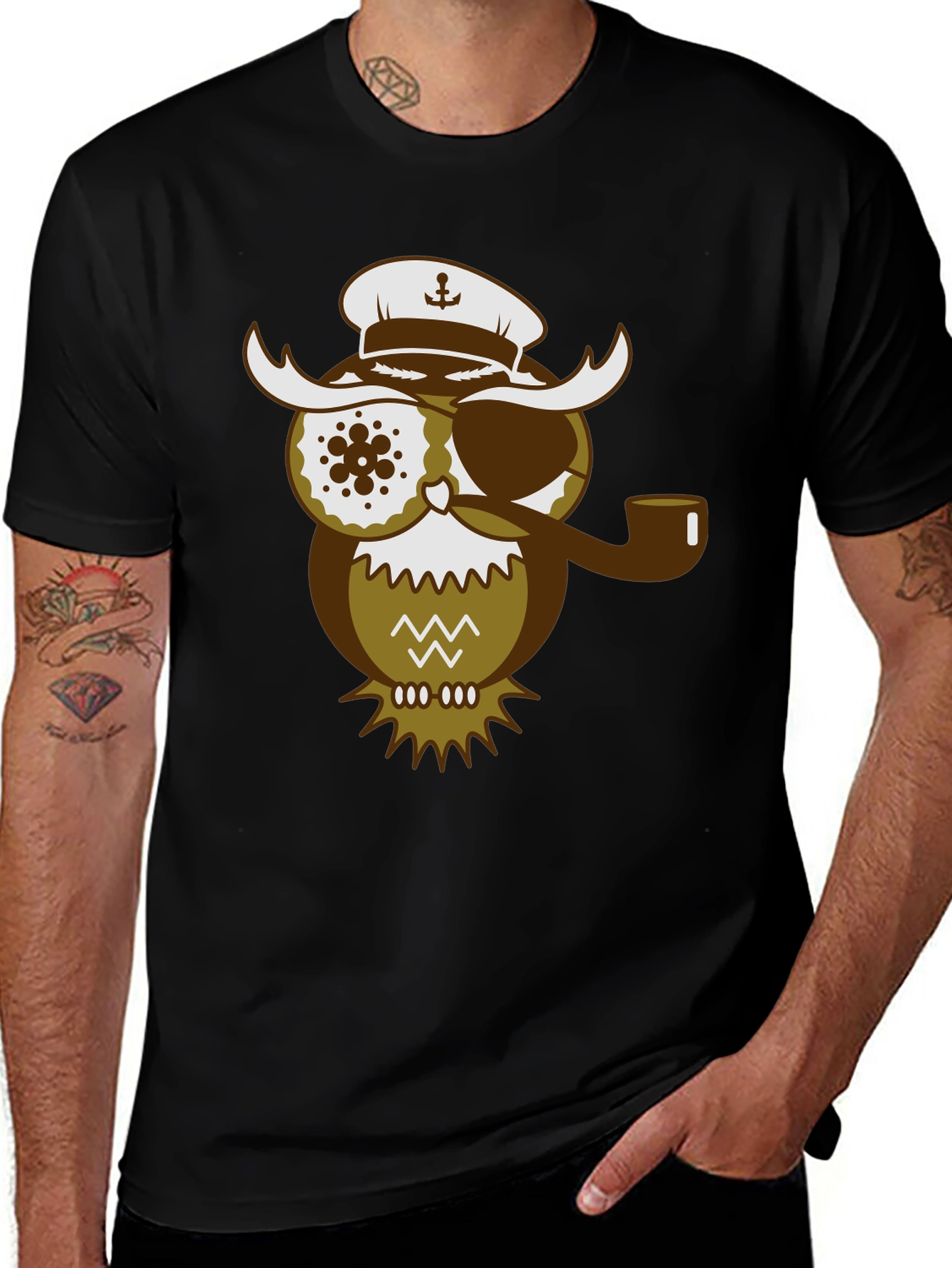 Pirate Owl Graphic T-Shirt - Unique Design Tee