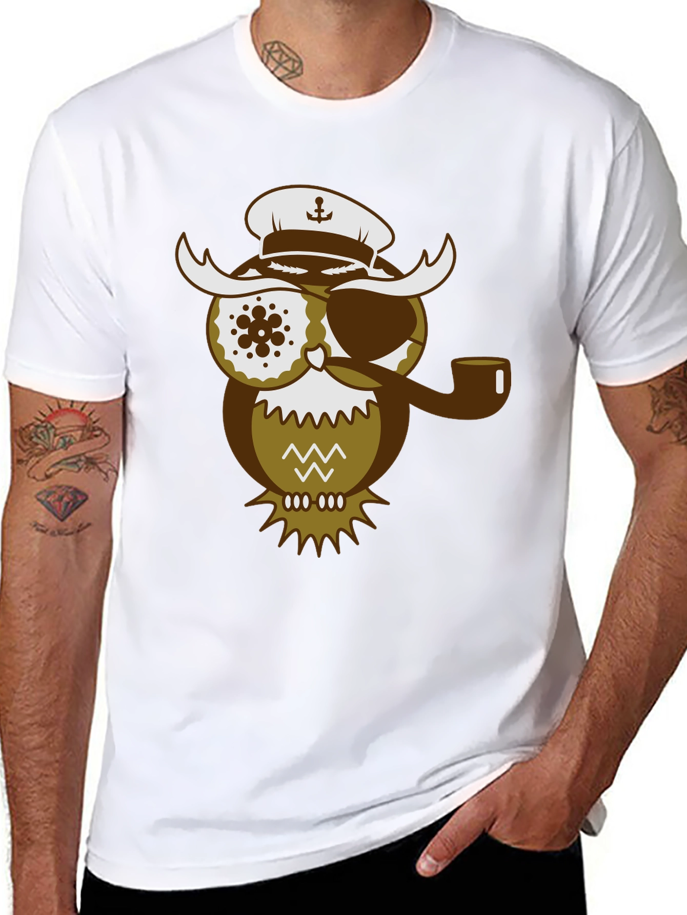 Pirate Owl Graphic T-Shirt - Unique Design Tee