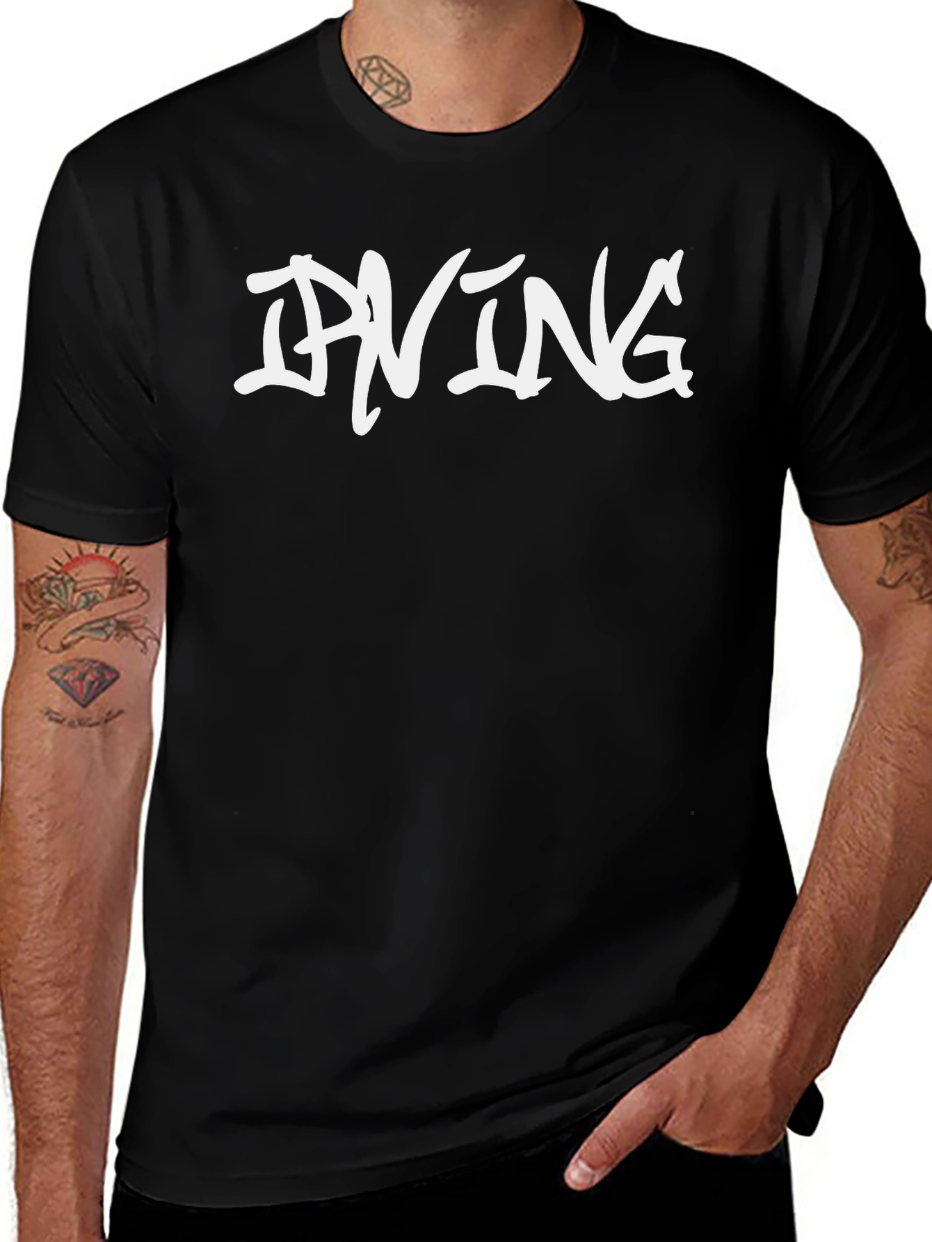 Stylish Irving Graphic Tee - Black Casual T-Shirt
