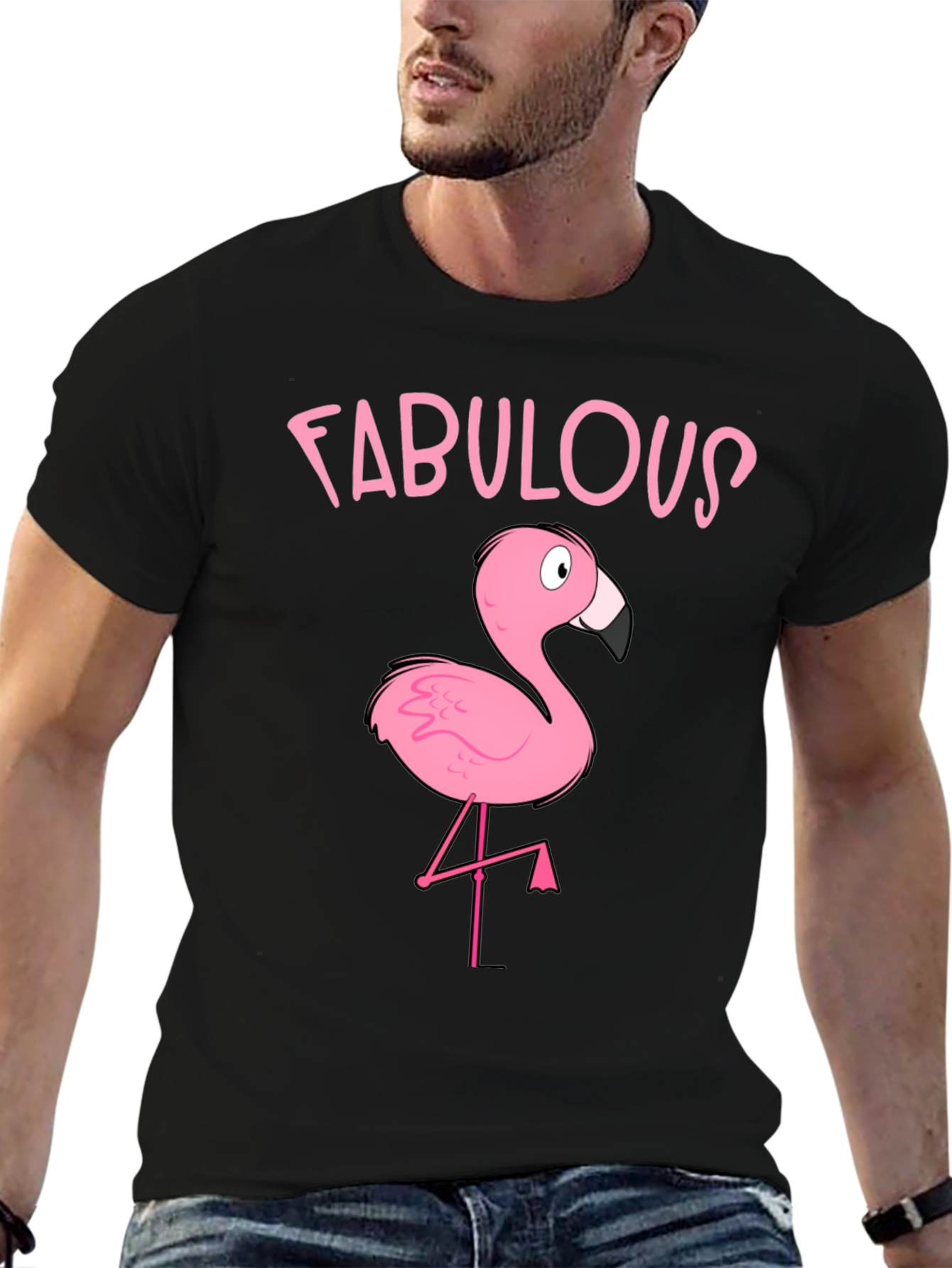 Fabulous Flamingo Graphic T-Shirt - Black