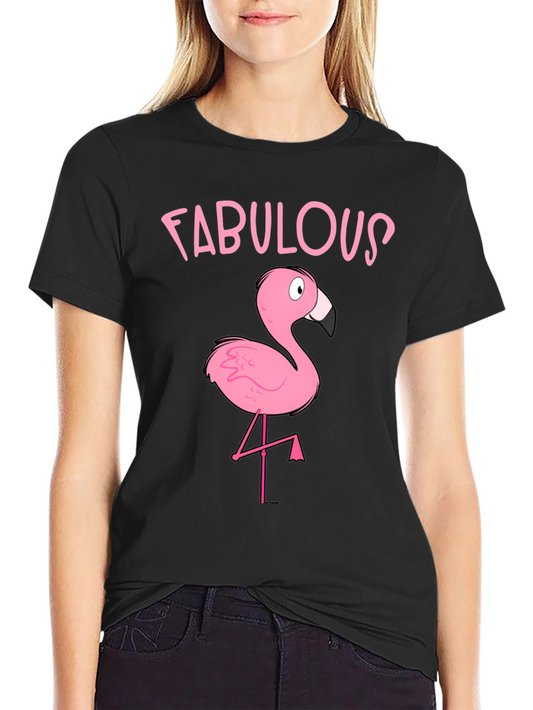 Fabulous Flamingo Graphic T-Shirt - Black
