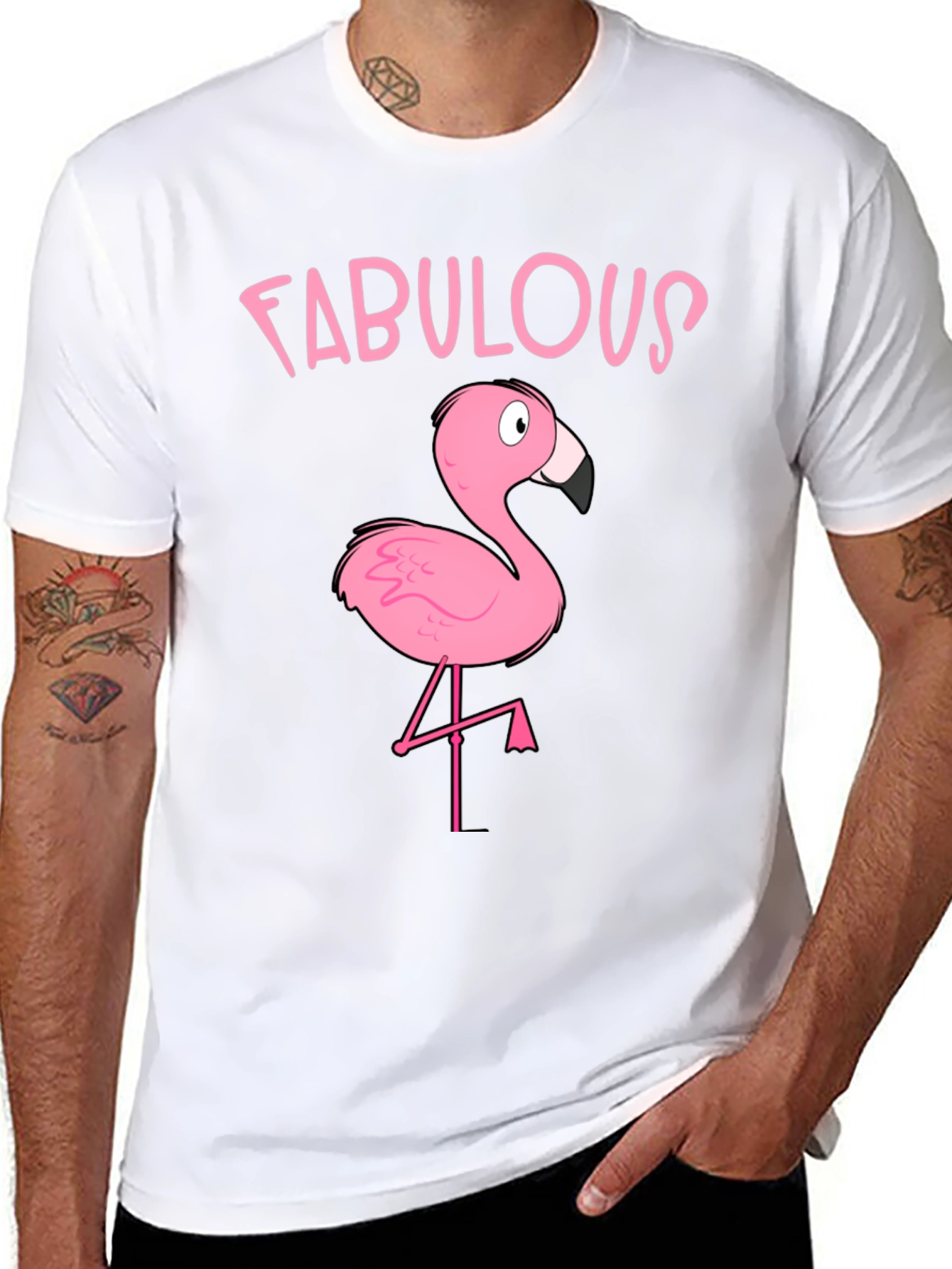 Fabulous Flamingo Graphic T-Shirt - Black