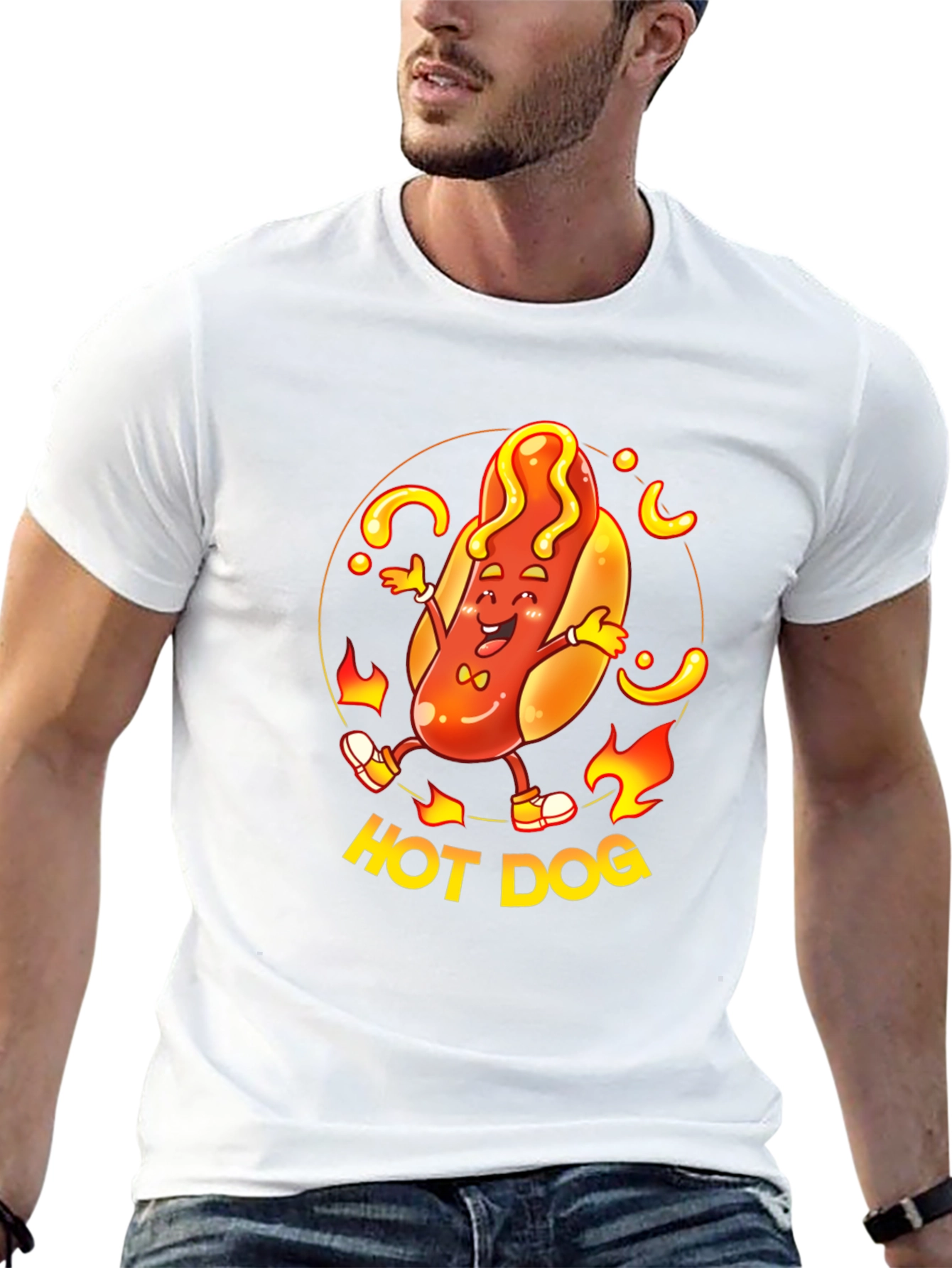 Funny Hot Dog Graphic T-Shirt - Black