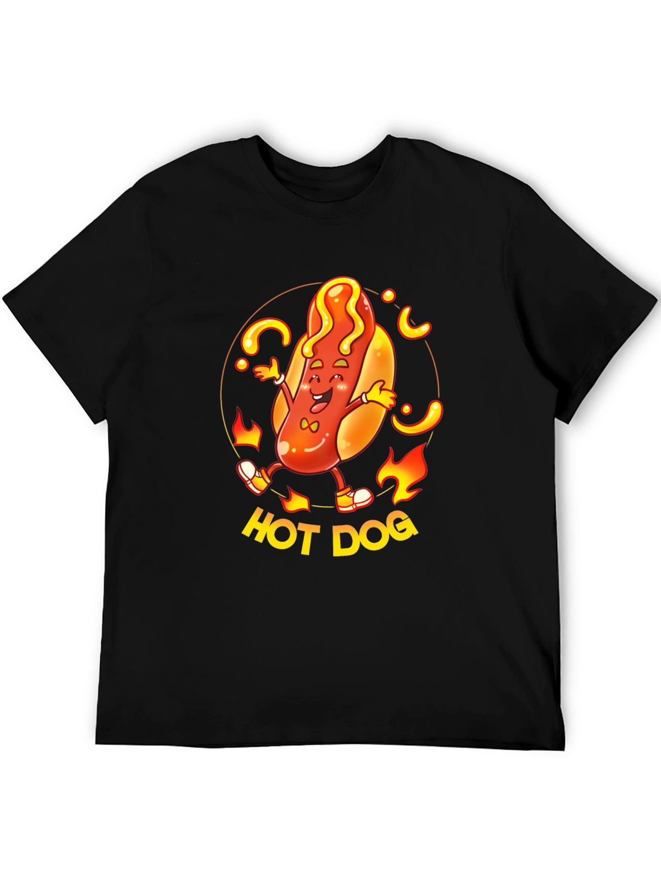 Funny Hot Dog Graphic T-Shirt - Black