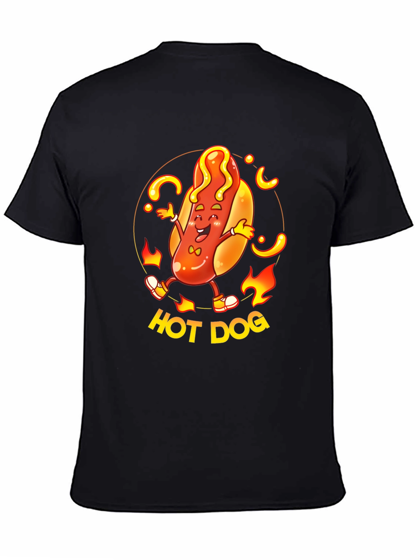 Funny Hot Dog Graphic T-Shirt - Black