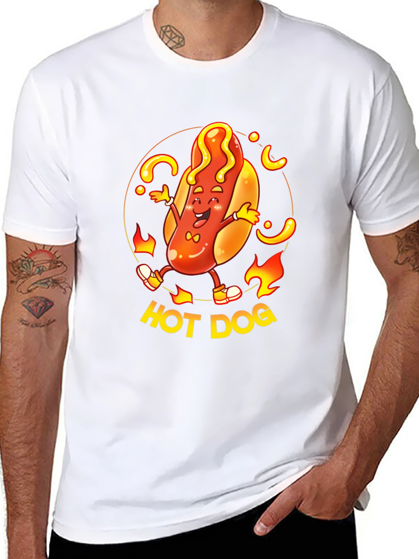 Funny Hot Dog Graphic T-Shirt - Black