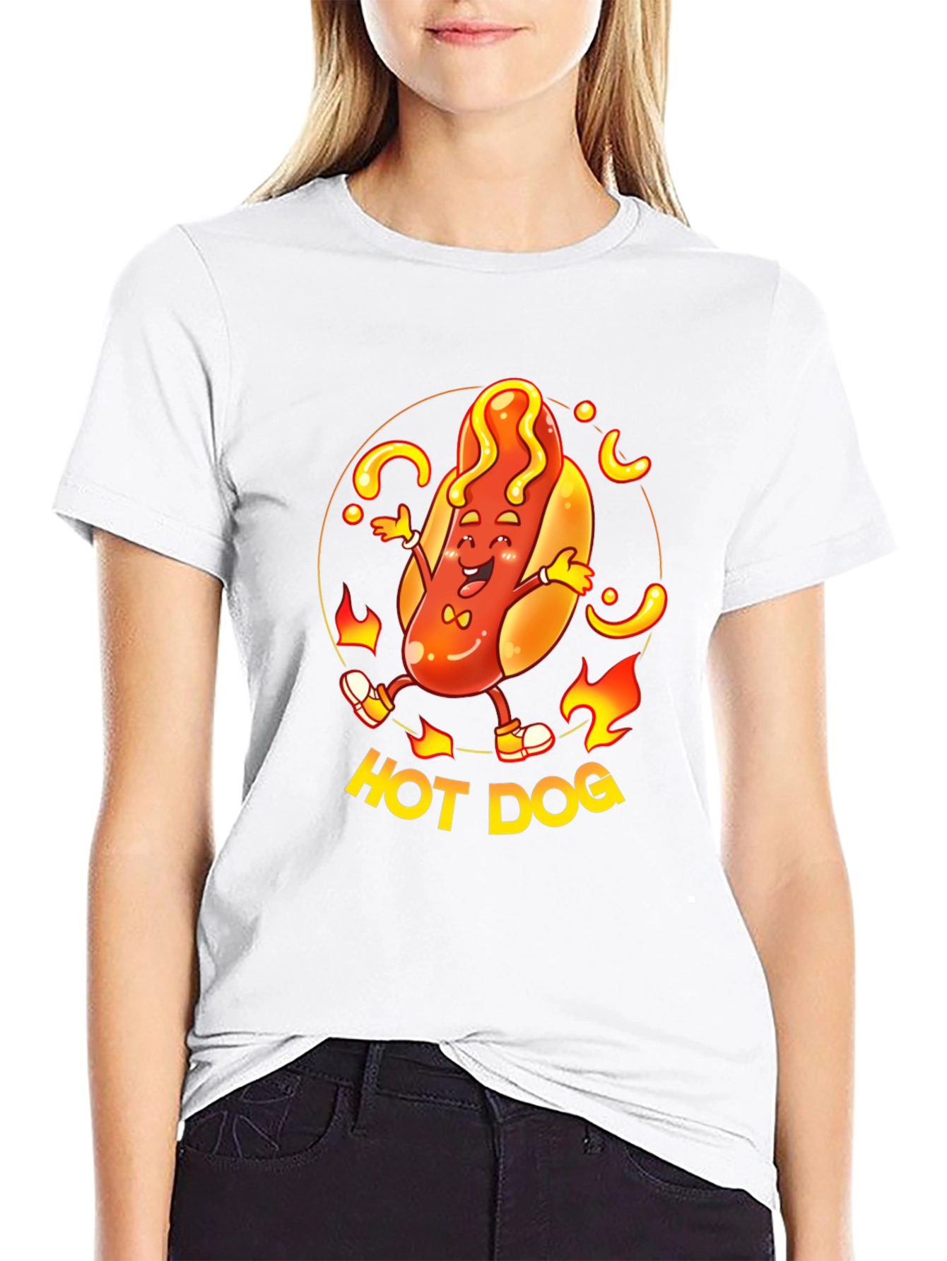 Funny Hot Dog Graphic T-Shirt - Black