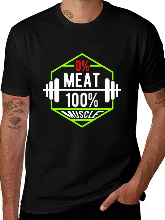 Vegan Muscle T-Shirt - 0% Meat 100% Muscle Black Tee