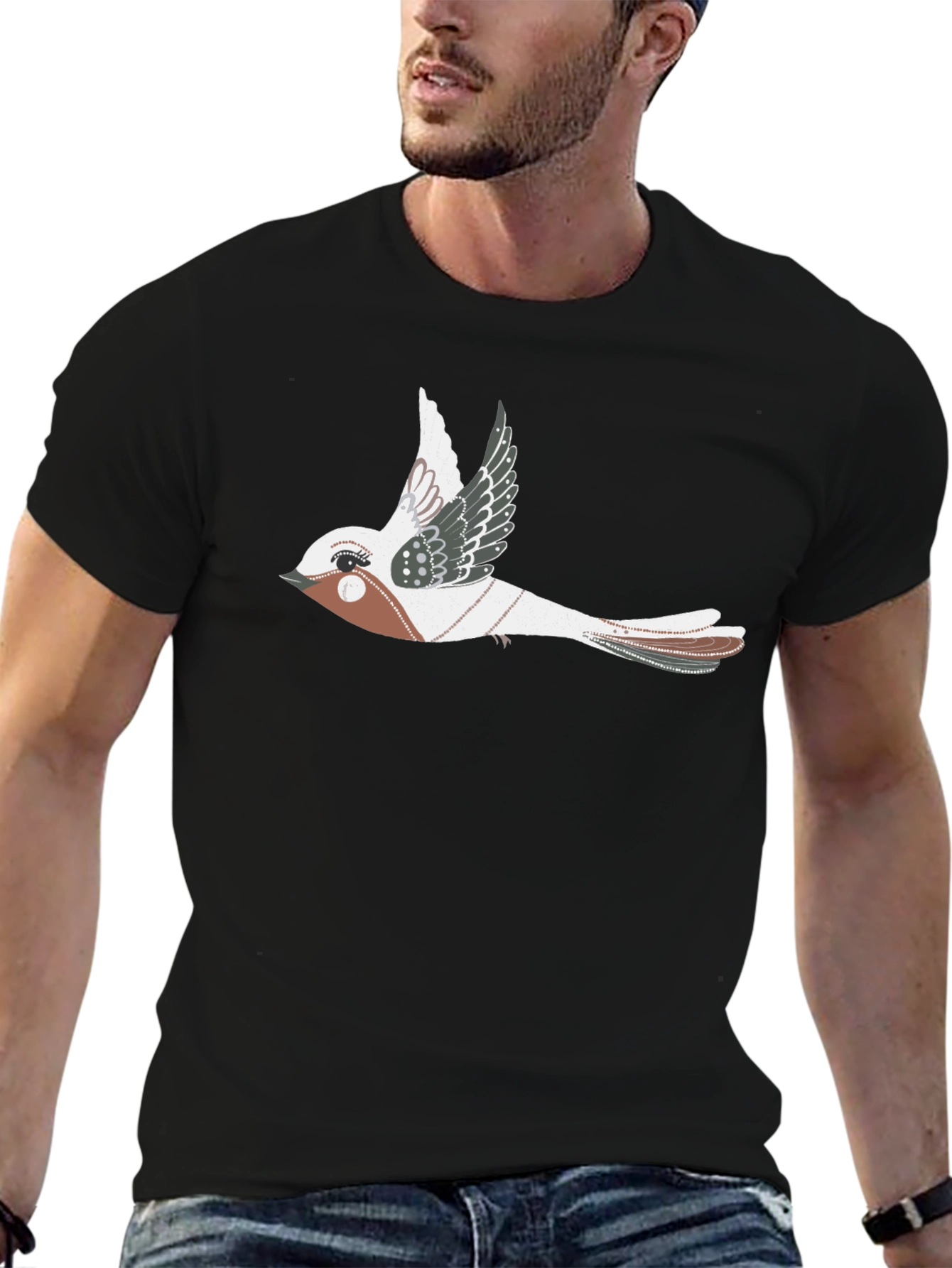 Bird Graphic Black T-Shirt