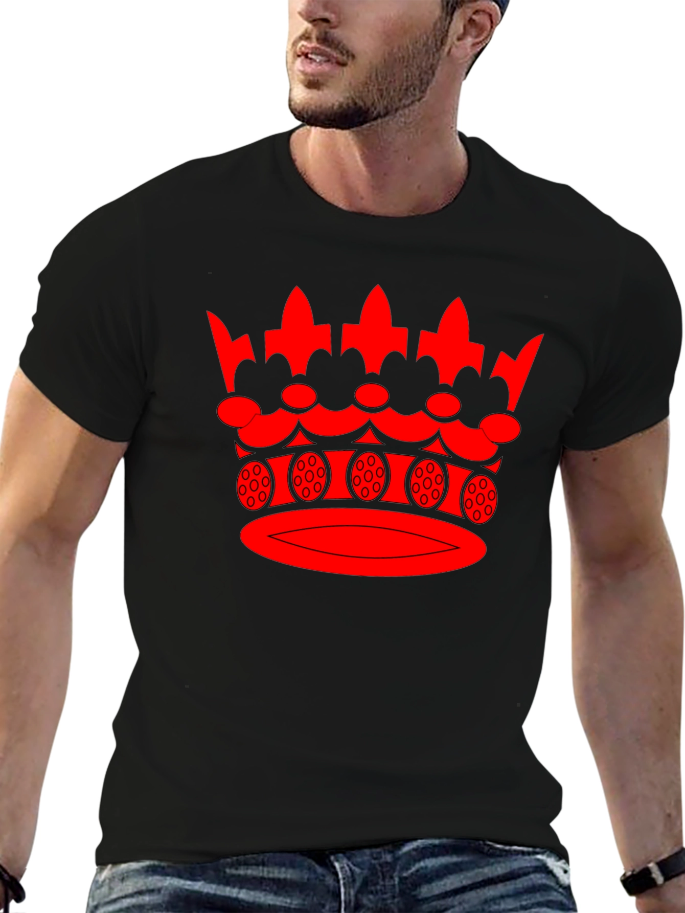Red Crown Graphic Black T-Shirt