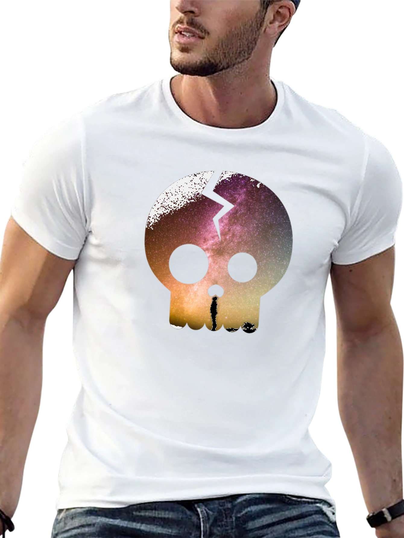 Galaxy Skull Graphic Tee - Mens Black T-Shirt