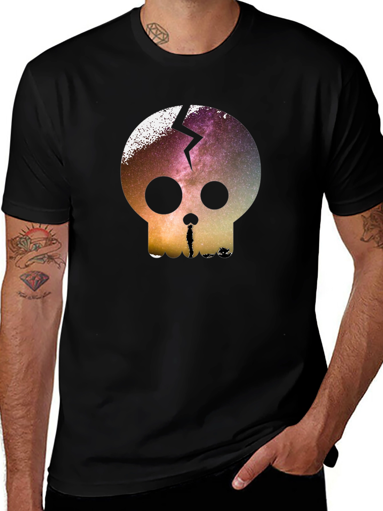 Galaxy Skull Graphic Tee - Mens Black T-Shirt