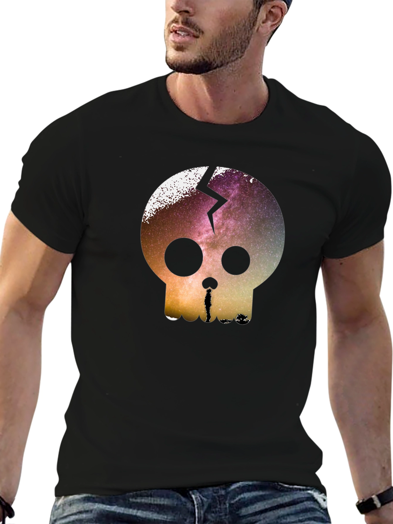 Galaxy Skull Graphic Tee - Mens Black T-Shirt