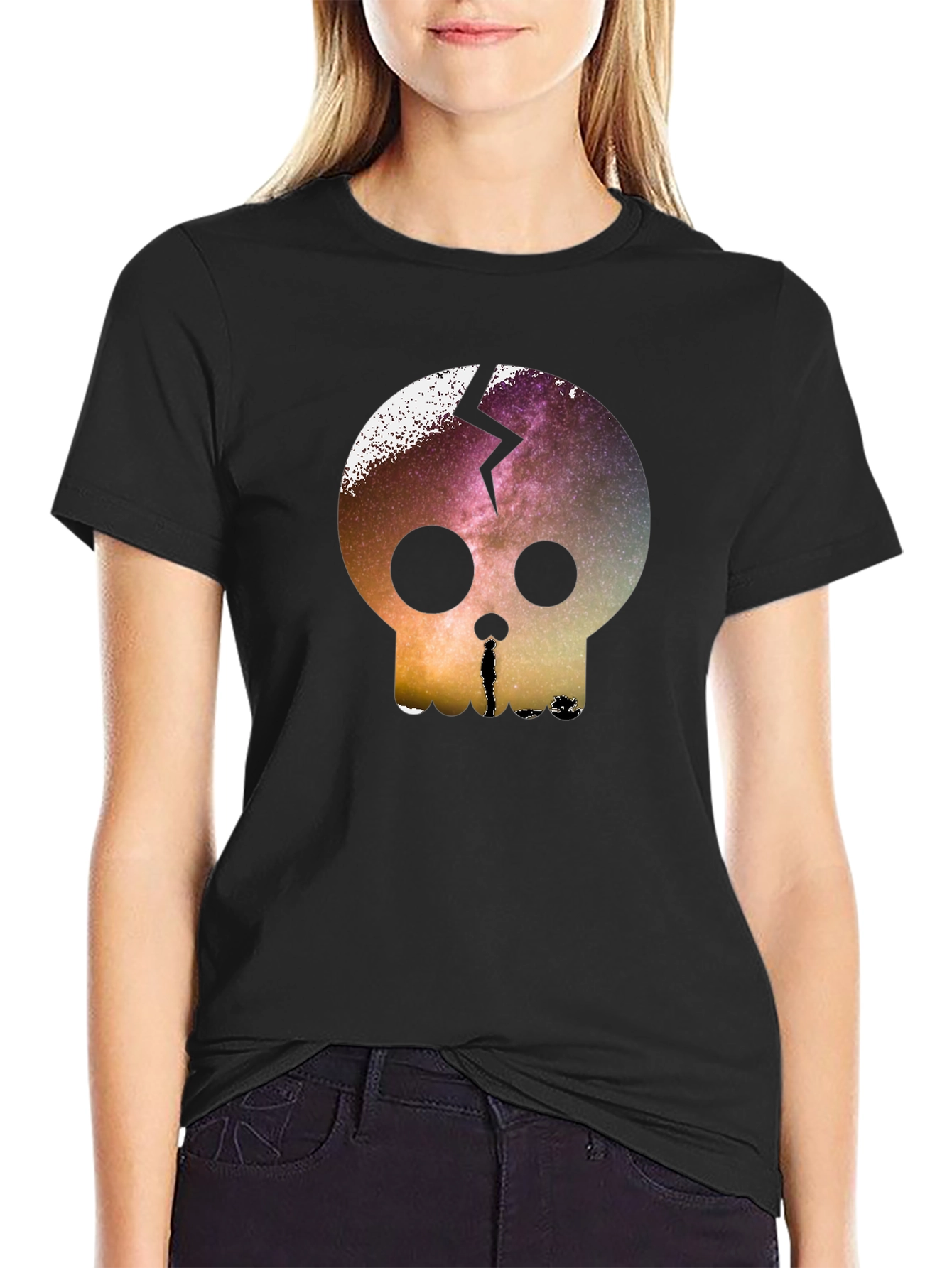 Galaxy Skull Graphic Tee - Mens Black T-Shirt