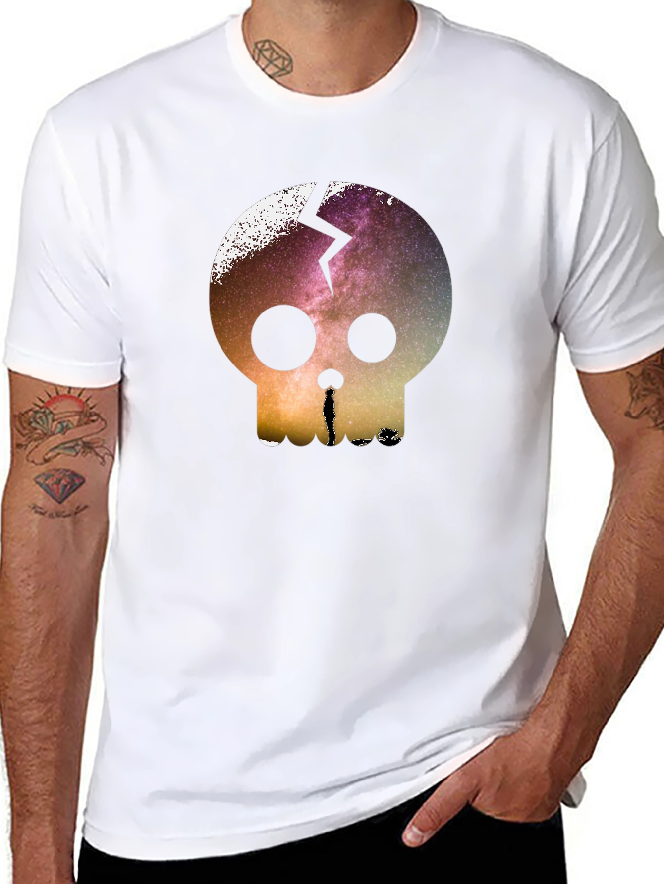 Galaxy Skull Graphic Tee - Mens Black T-Shirt