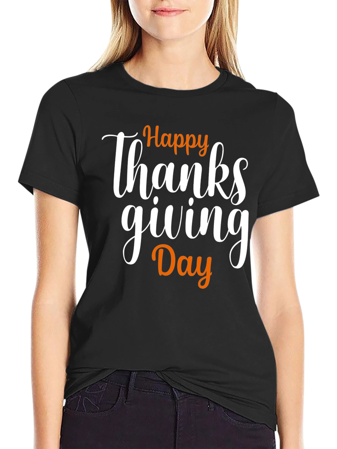 Happy Thanksgiving Day Black T-Shirt