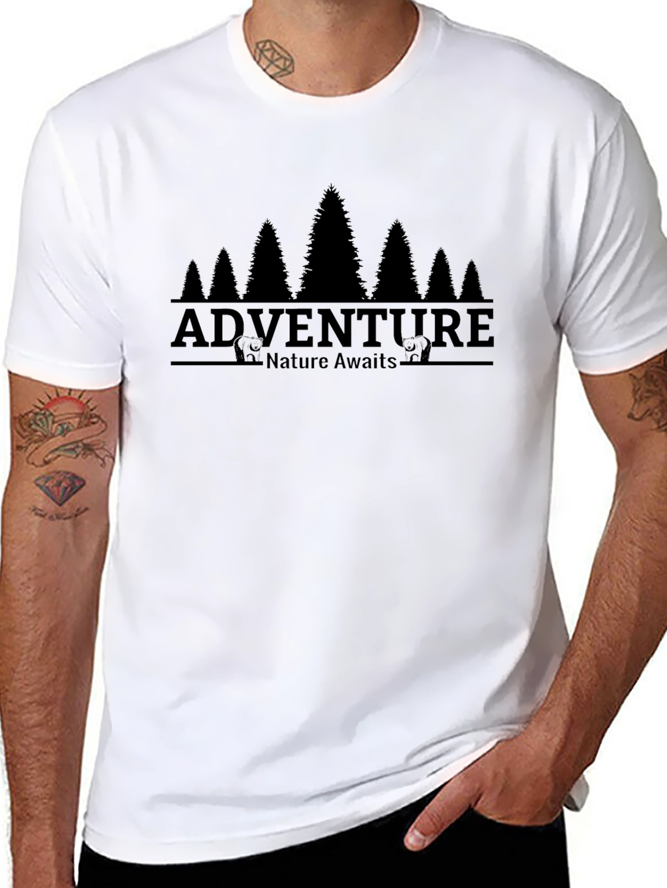 Adventure Awaits Graphic Tee - Nature Inspired Black T-Shirt