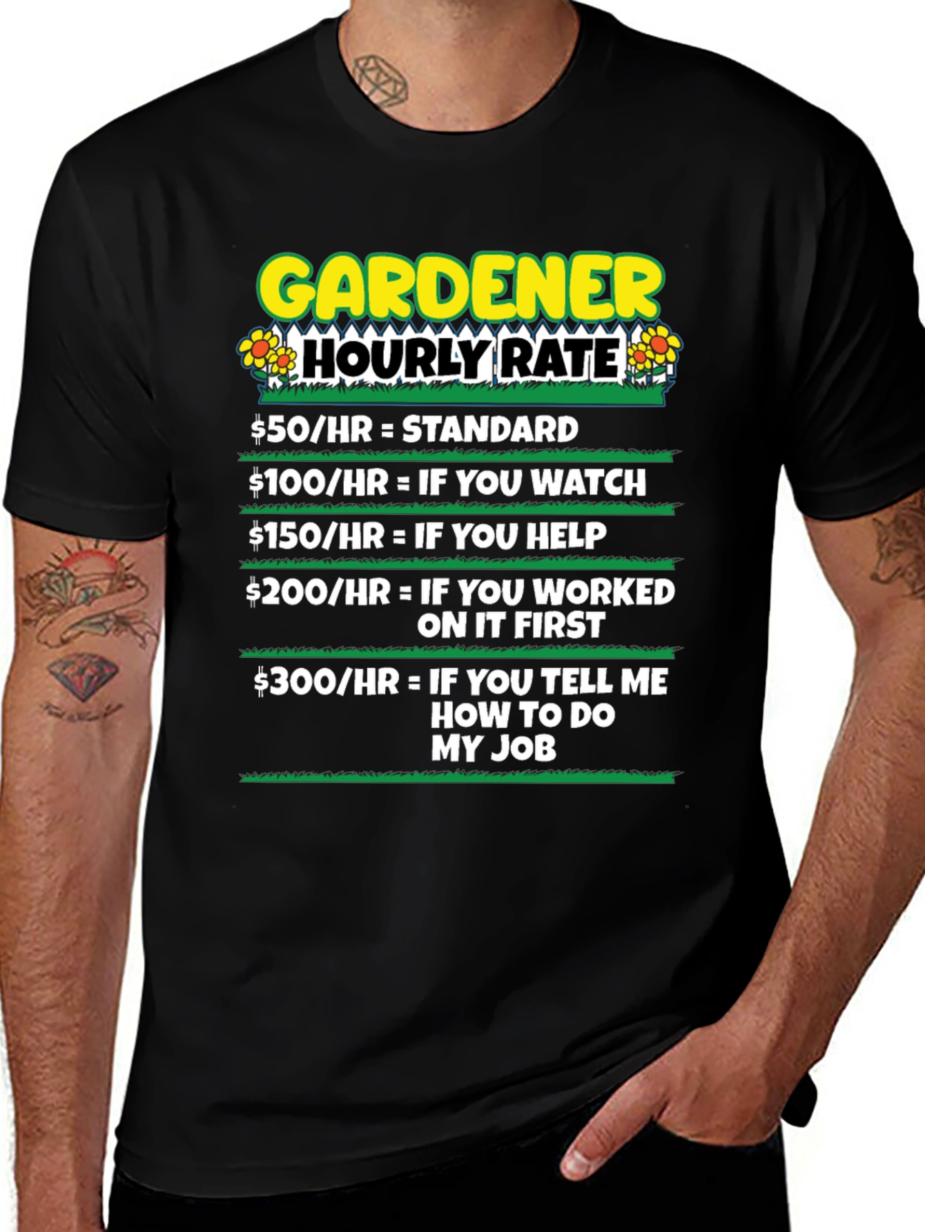 Gardener Hourly Rate Humor T-Shirt