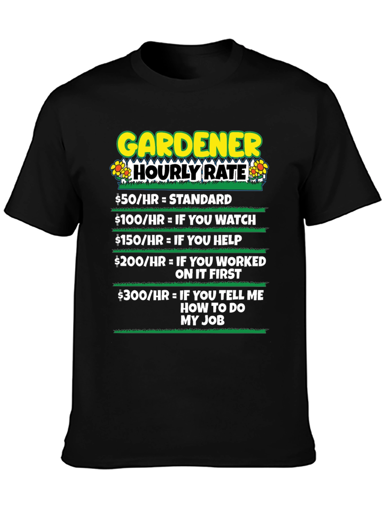 Gardener Hourly Rate Humor T-Shirt