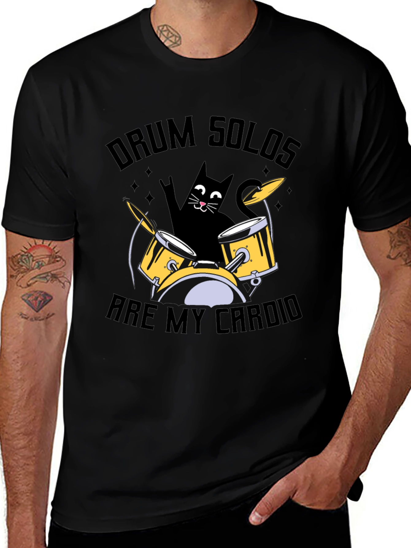 Drum Solos Are My Cardio T-Shirt - Cat Drummer