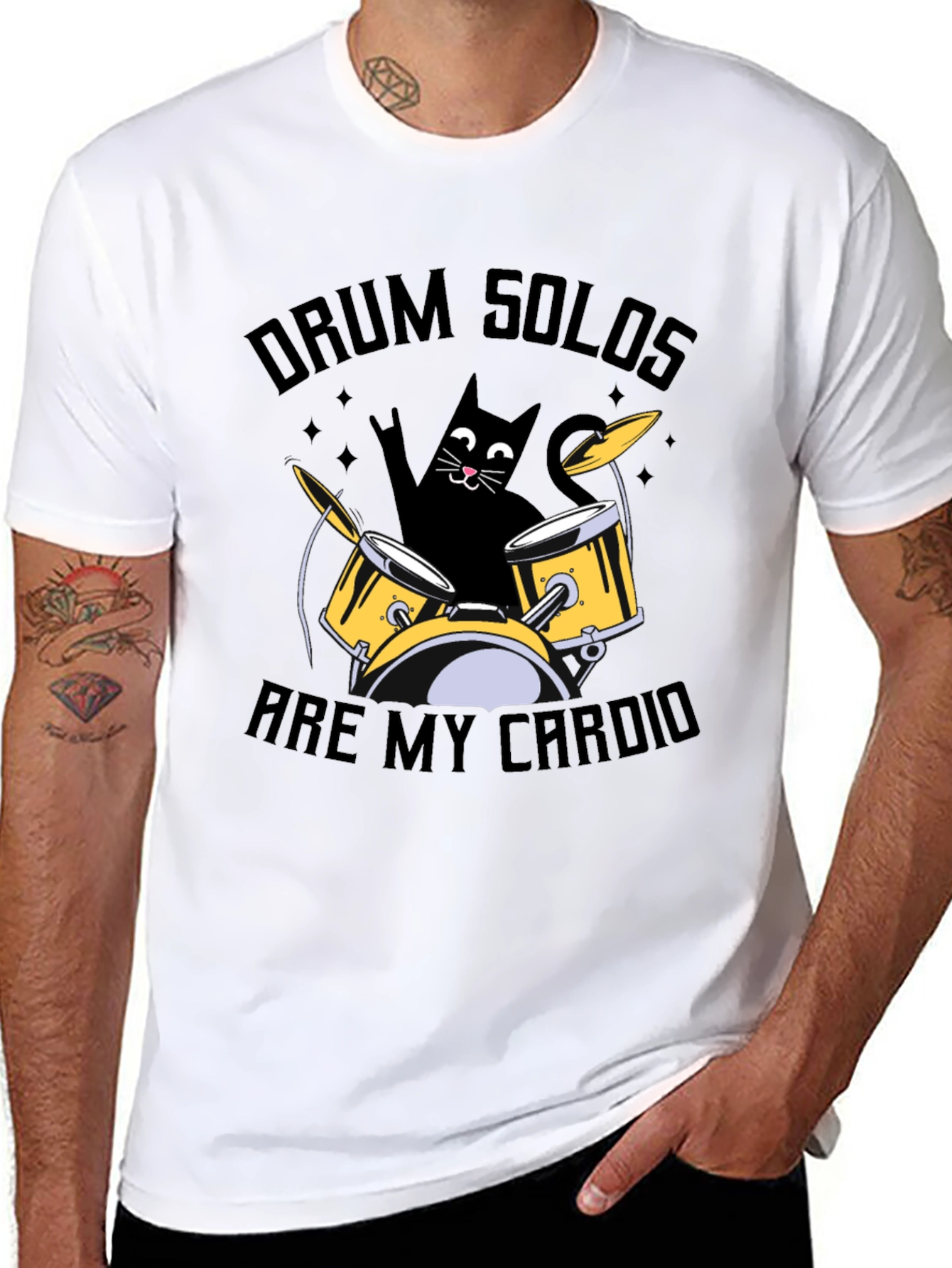 Drum Solos Are My Cardio T-Shirt - Cat Drummer