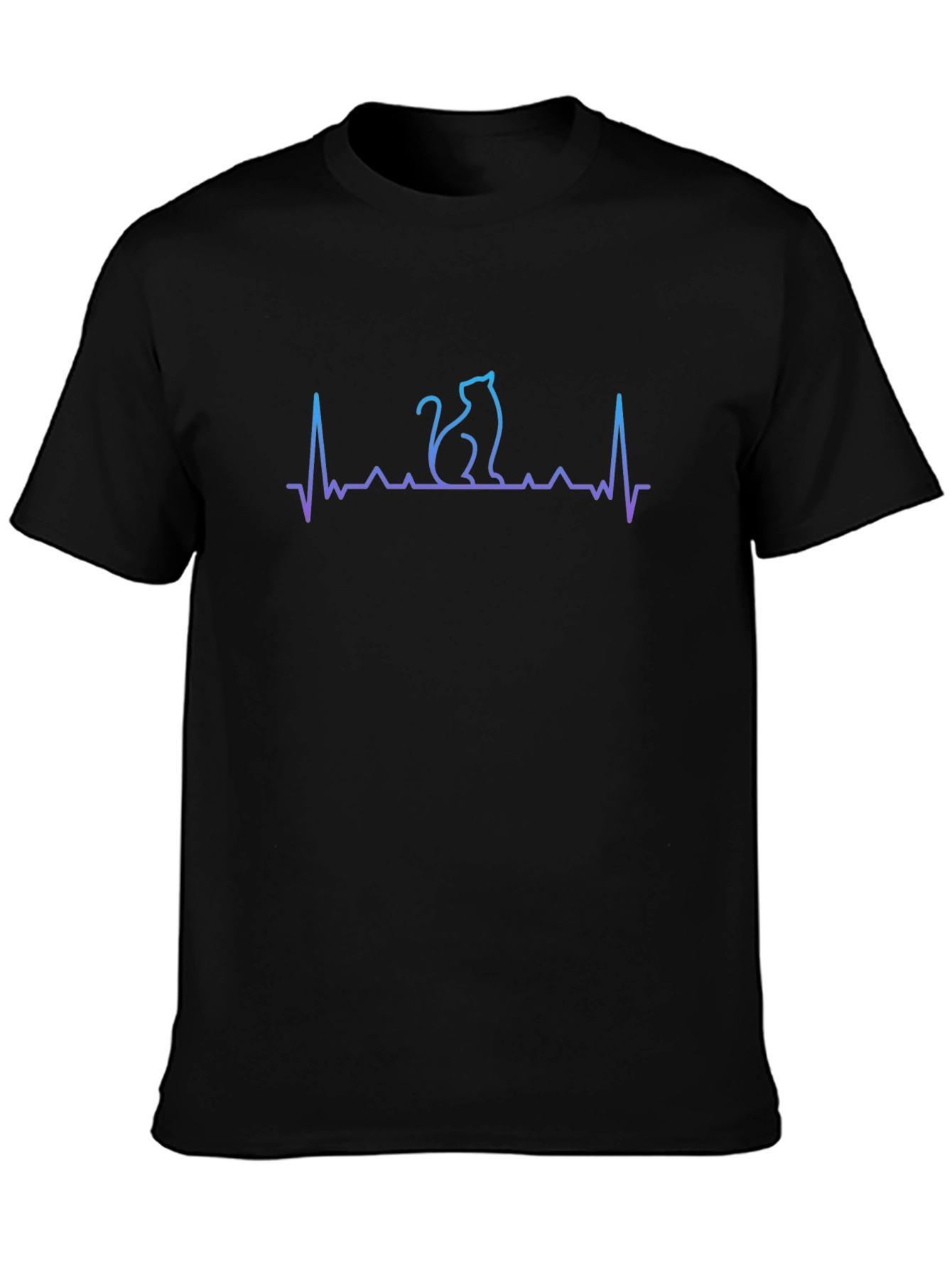 Cat Heartbeat T-Shirt - Black