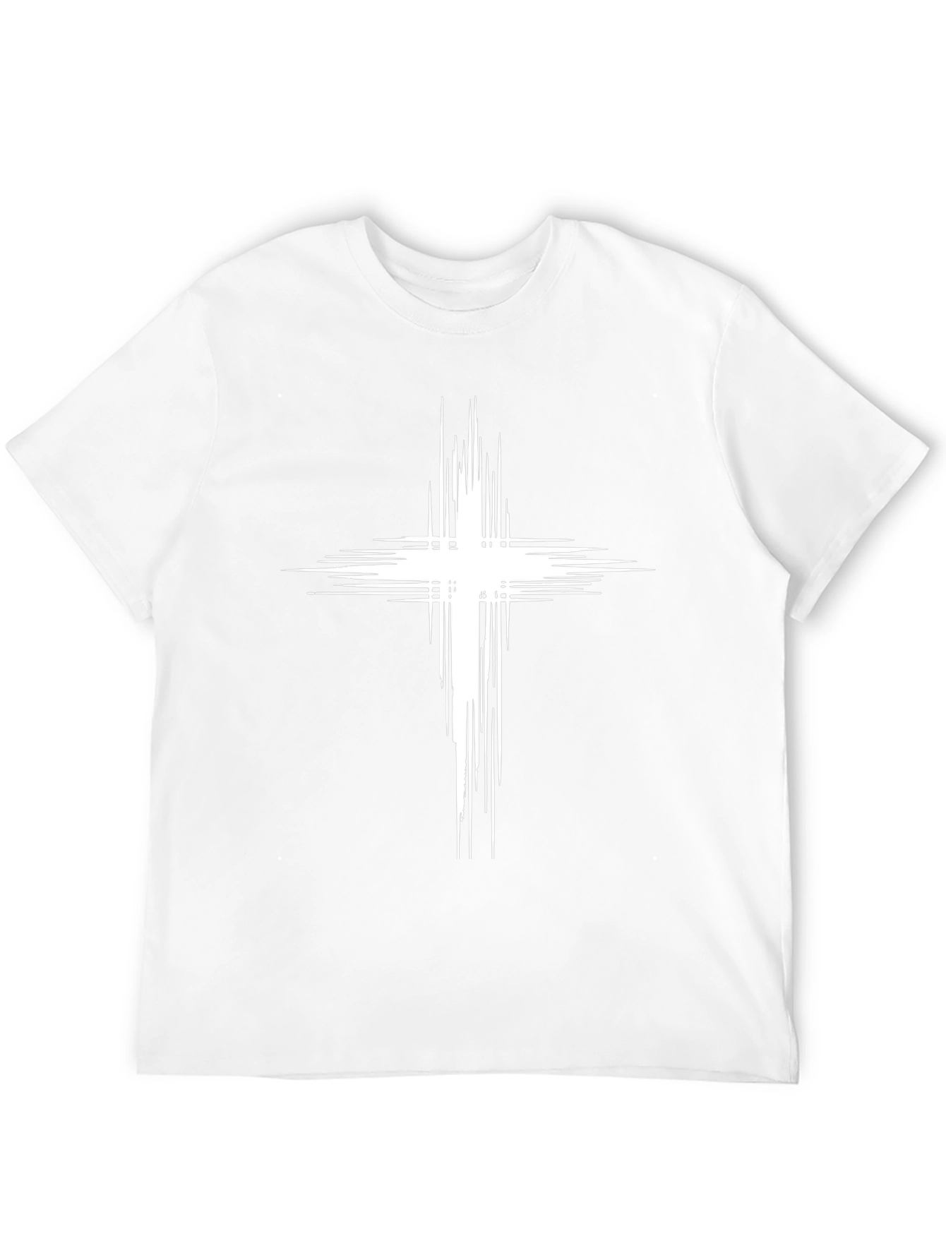 Mens Black T-Shirt with White Abstract Cross Design