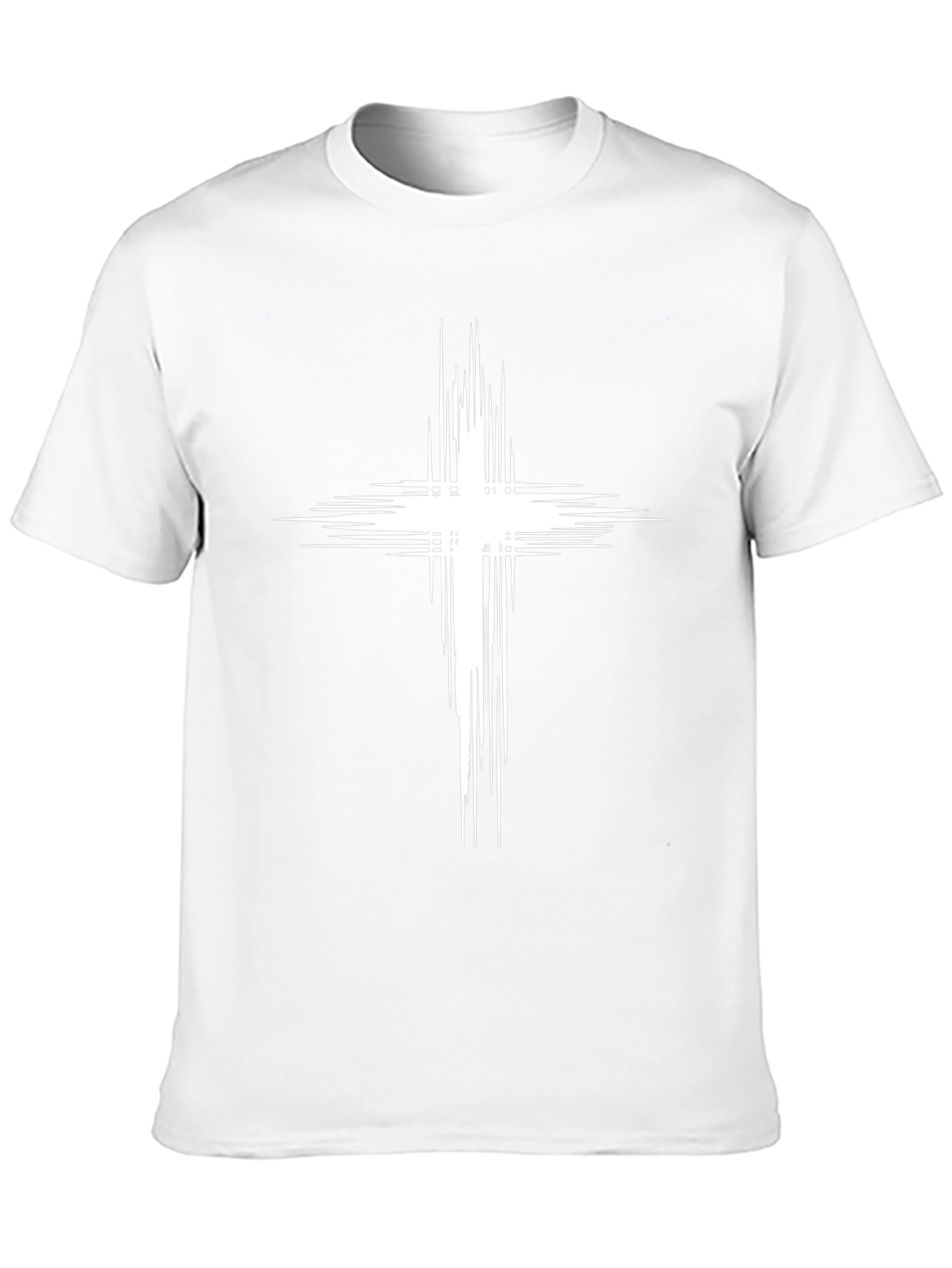 Mens Black T-Shirt with White Abstract Cross Design