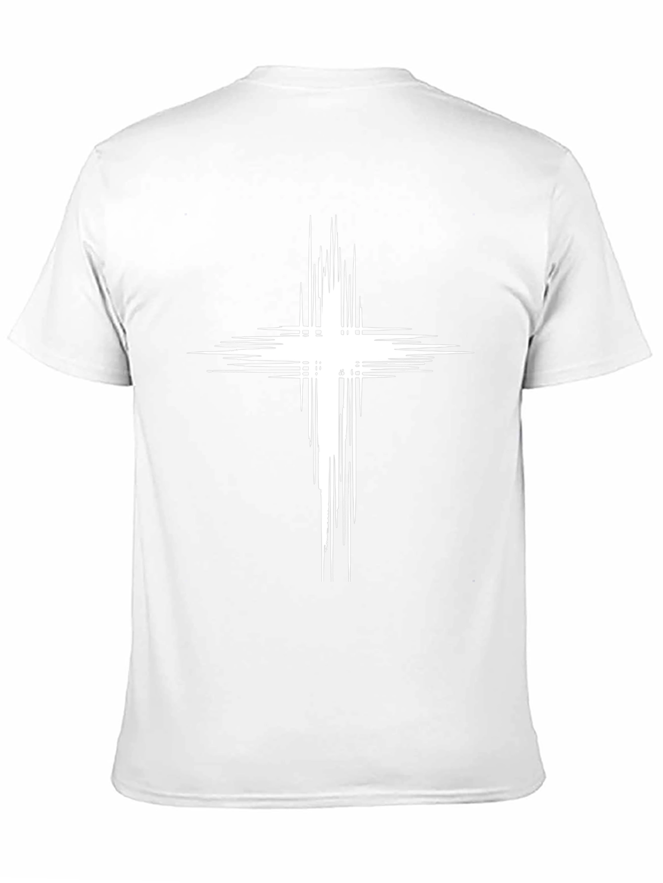 Mens Black T-Shirt with White Abstract Cross Design