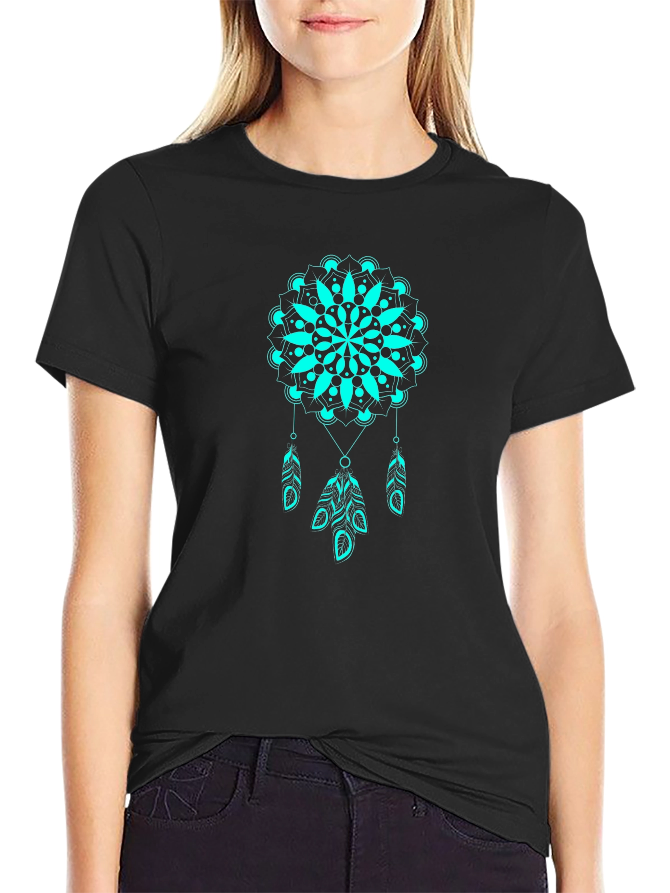 Dreamcatcher Mandala Graphic Tee - Black T-Shirt