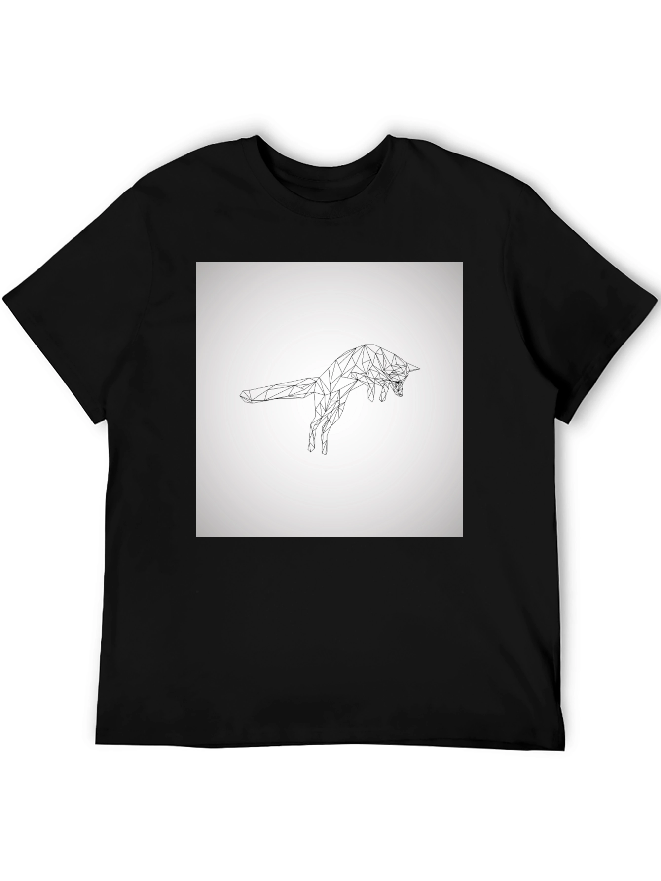 Geometric Fox Graphic Tee - Modern Black T-Shirt