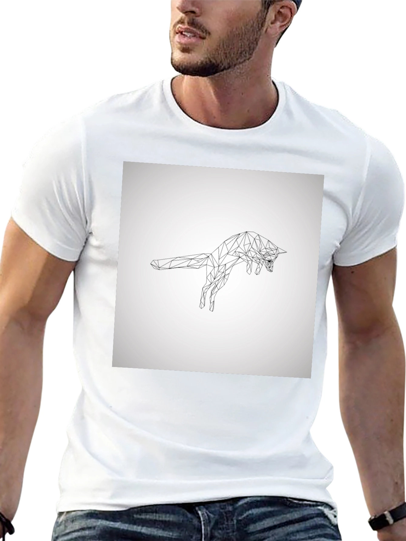Geometric Fox Graphic Tee - Modern Black T-Shirt