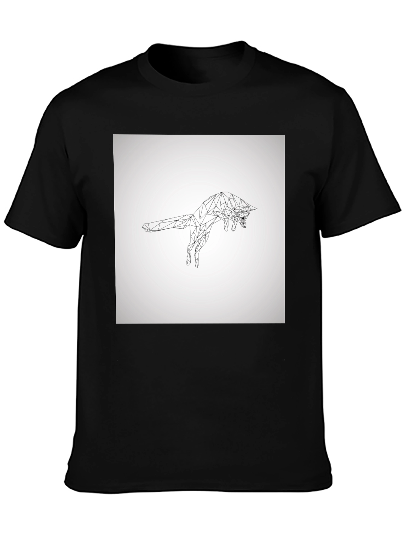 Geometric Fox Graphic Tee - Modern Black T-Shirt