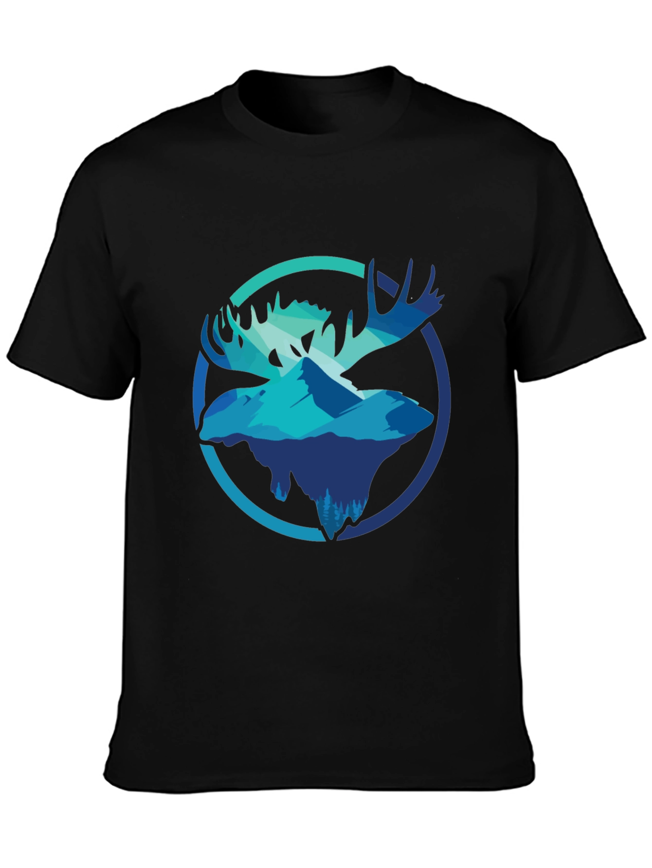 Moose & Mountain Graphic Tee - Mens Black T-Shirt