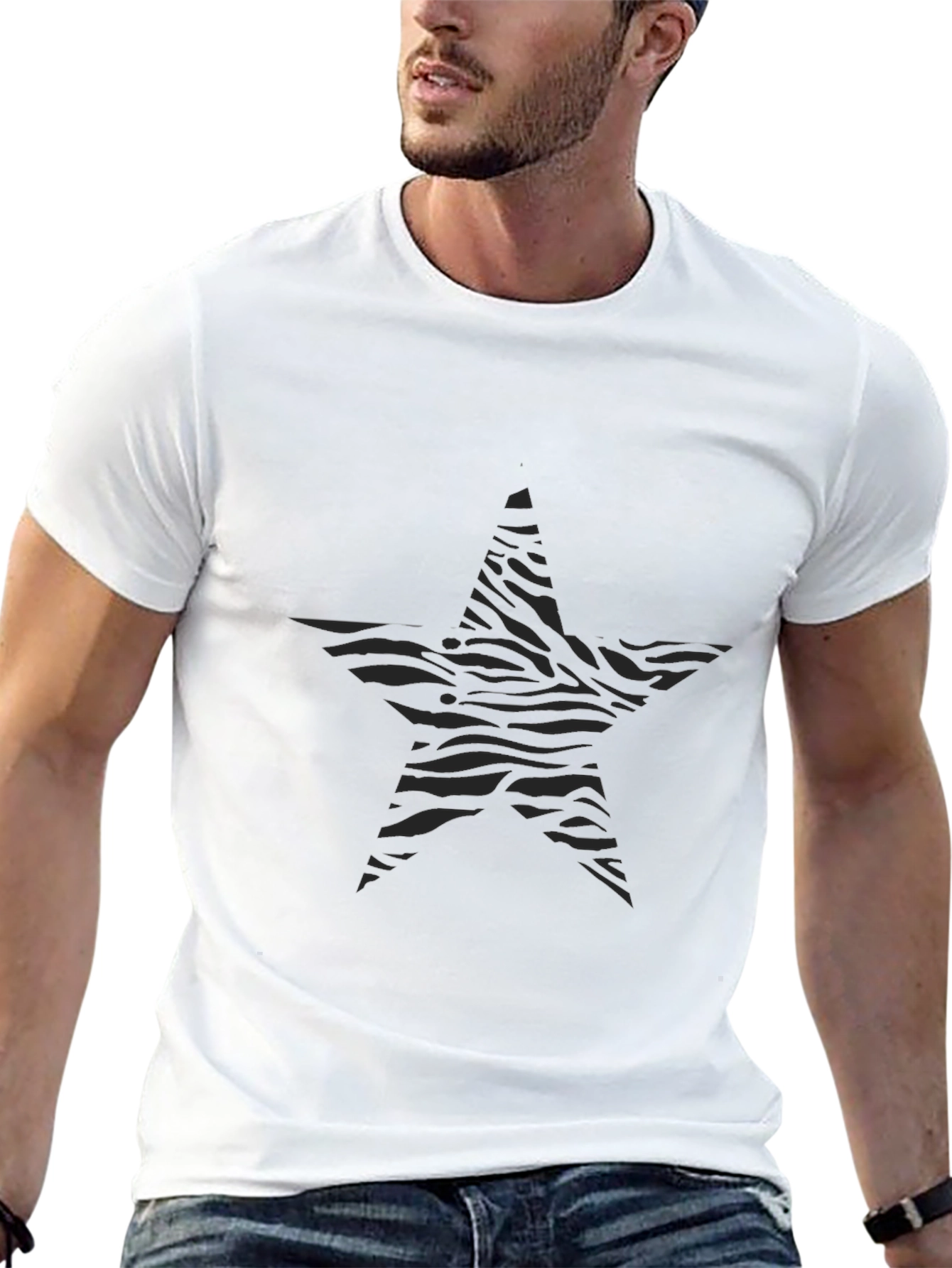 Zebra Star Graphic Black T-Shirt