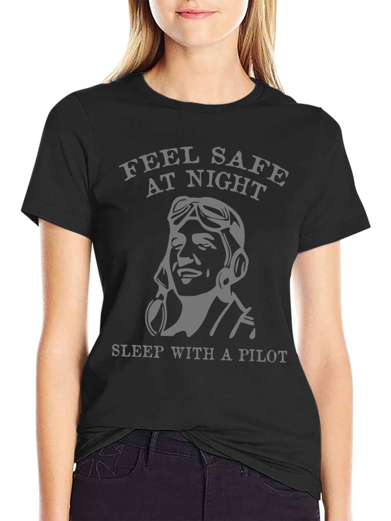 Feel Safe Pilot T-Shirt - Black Graphic Tee