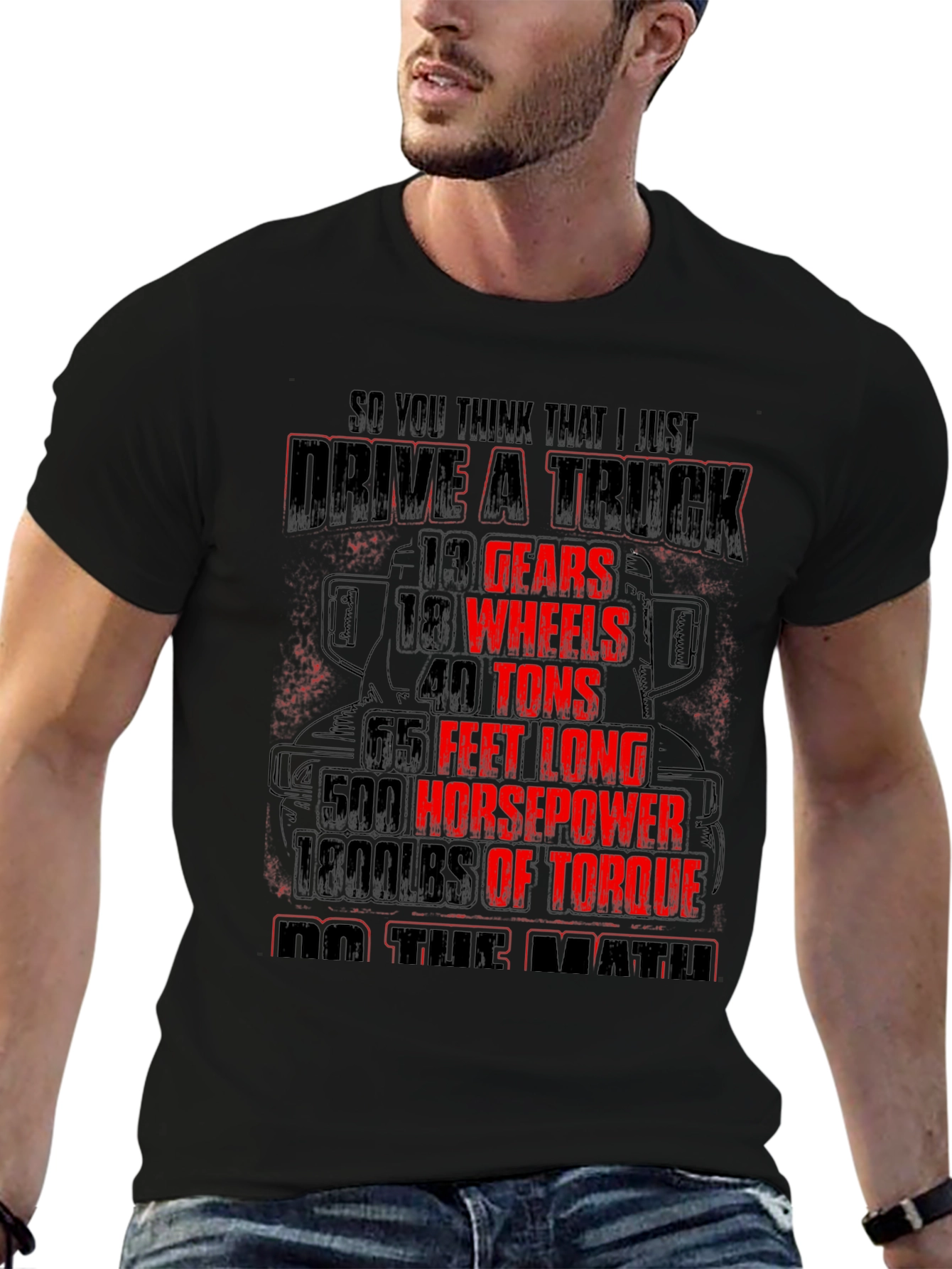 Drive a Truck Black T-Shirt for Men