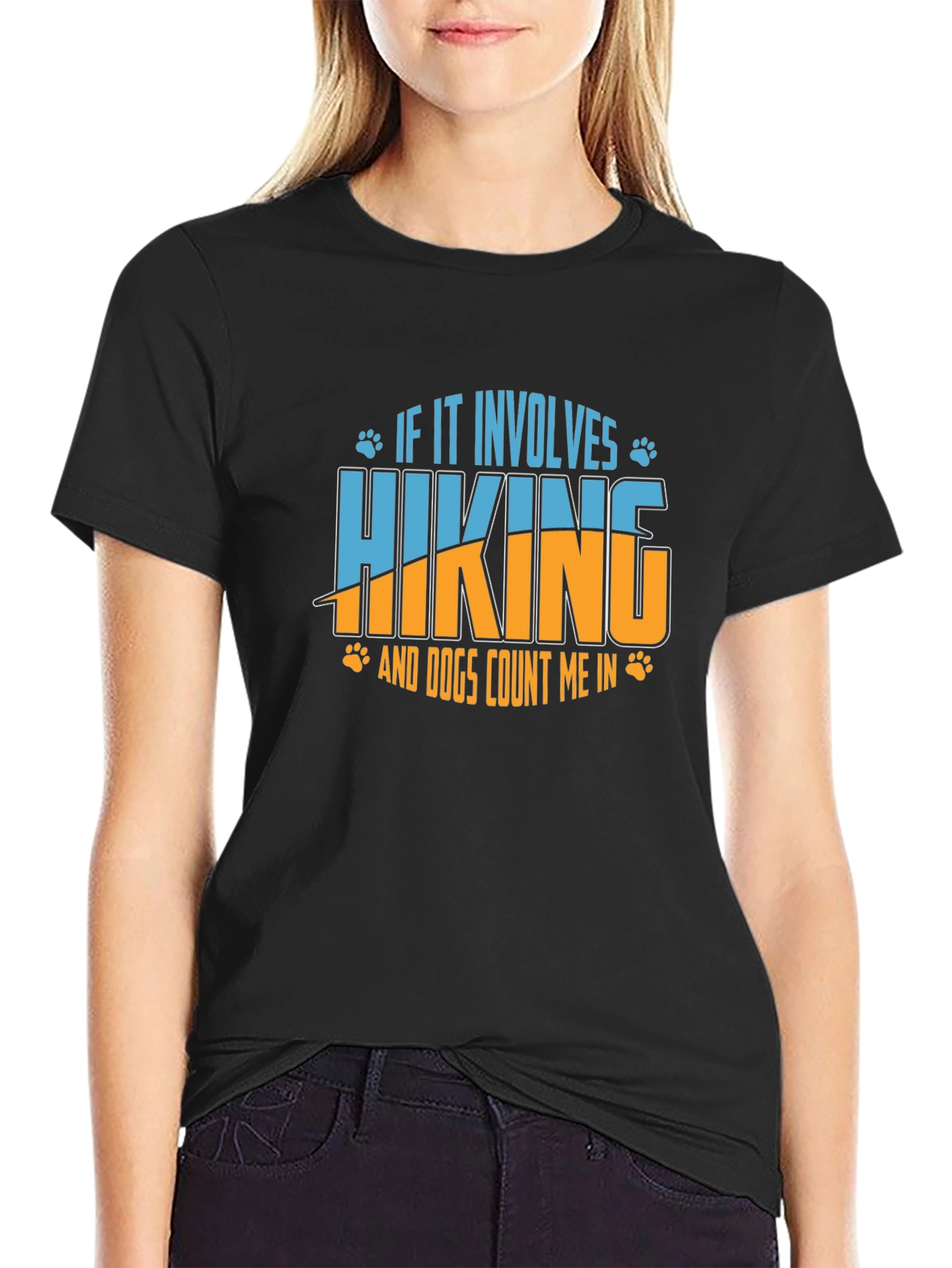 Hiking and Dogs Graphic Tee - Black